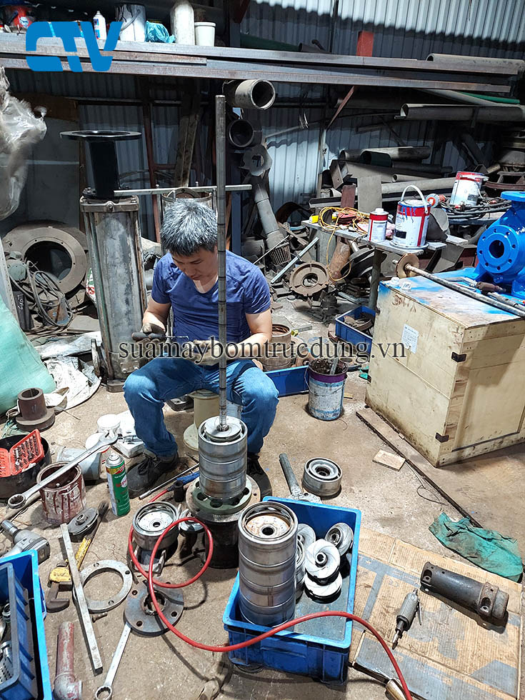 Cường Thịnh Vương sửa chữa thay bộ ruột buồng cánh máy bơm trục đứng Grundfos chuyên nghiệp